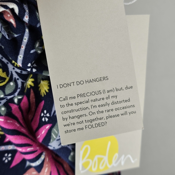 New Boden Amelie Jersey Dress Navy Tropical Charm Floral Bird Butterfly Size 10R - Picture 12 of 15